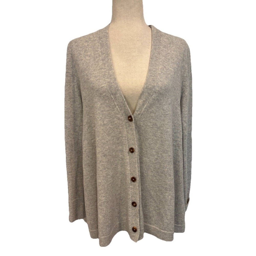 Lafayette 148 Oversized‎ Cardigan Sweater Light Gray Cashmere Women's Size S